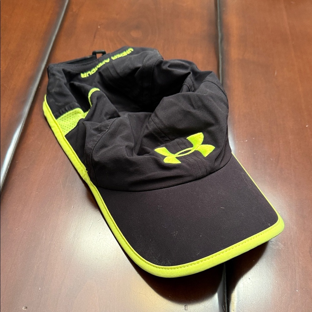 Under Armour Black quick dry hat with Neon Trim